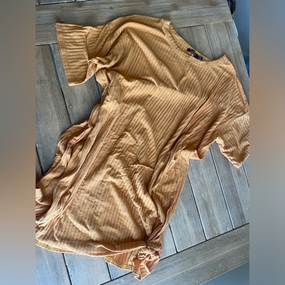 Boohoo Womens Size US 18 Mustard/orange Oversized Crew Neck T-Shirt Dress